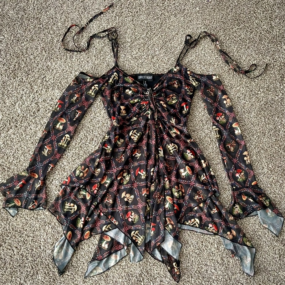 NEW dolls Kill F is for Fairies Mushroom Print Current Mood Dress S